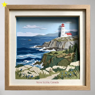 Affiche Nouvelle-Écosse Canada Collage de papier Diorama