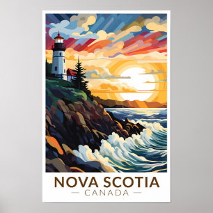 Affiche Nouvelle-Écosse Canada Phare Voyage Art Vintage