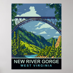 Affiche Nouvelle Gorge fluviale, Pont, WV, Voyage