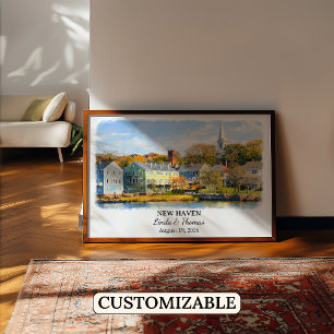Affiche Nouvelle Haven Connecticut Affiche, Aquarelle, Sur