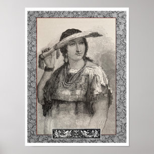 Affiche NOUVELLE IMPRIMER c 1800s FEMME AMÉRICAINE