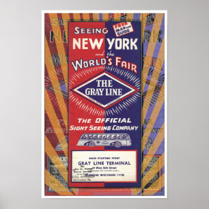 AFFICHE NOUVELLE IMPRIMER 'NEW YORK WORLD FAIR' VINTAGE 19