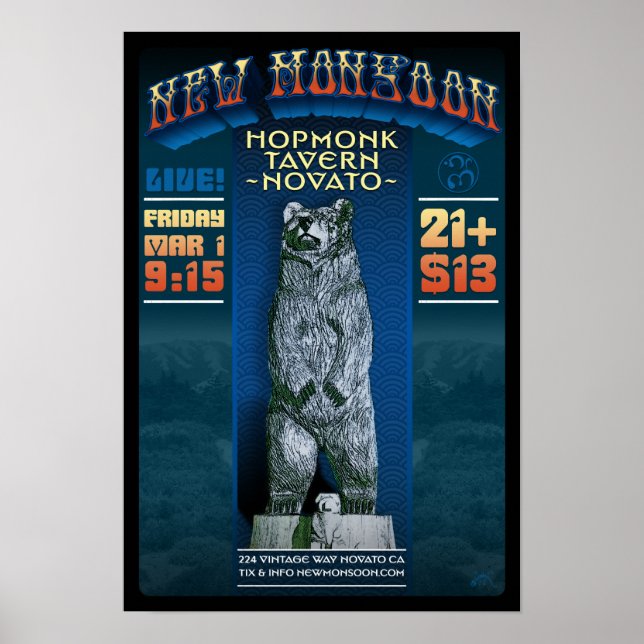 Affiche Nouvelle Monsoon Hopmonk Tavern Novato CA 2013 Pos (Devant)