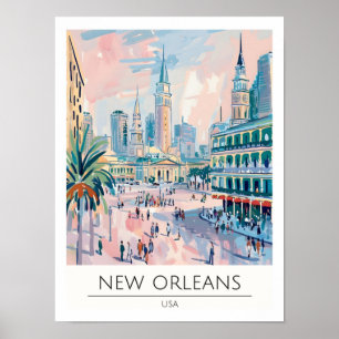 Affiche Nouvelle-Orléans États-Unis Illustration d'art vin