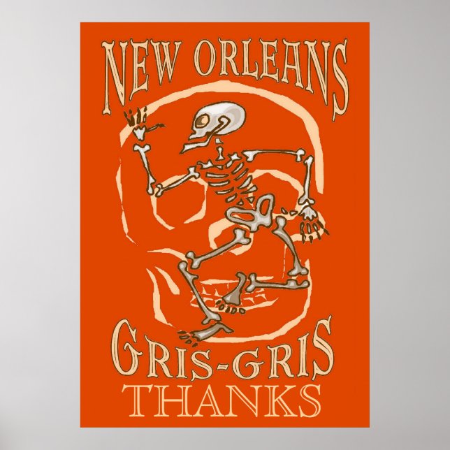 Affiche Nouvelle-Orléans Gris Gris, ajouter du texte, Post (Devant)