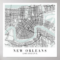 Nouvelle-Orléans Louisiane Blue Water Street Carte