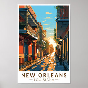 Affiche Nouvelle-Orléans Louisiane Quartier Français Voyag