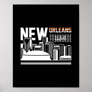 Affiche Nouvelle-Orléans Louisiane Skyline Voyage GraphicD