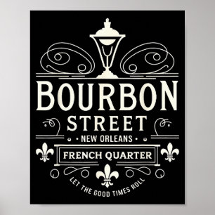 Affiche Nouvelle-Orléans Quartier Français rue Bourbon Lou