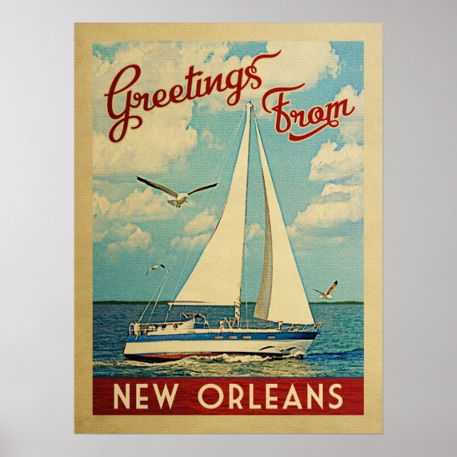 Affiche Nouvelle-Orléans Vintage voyage Louisiane (Devant)