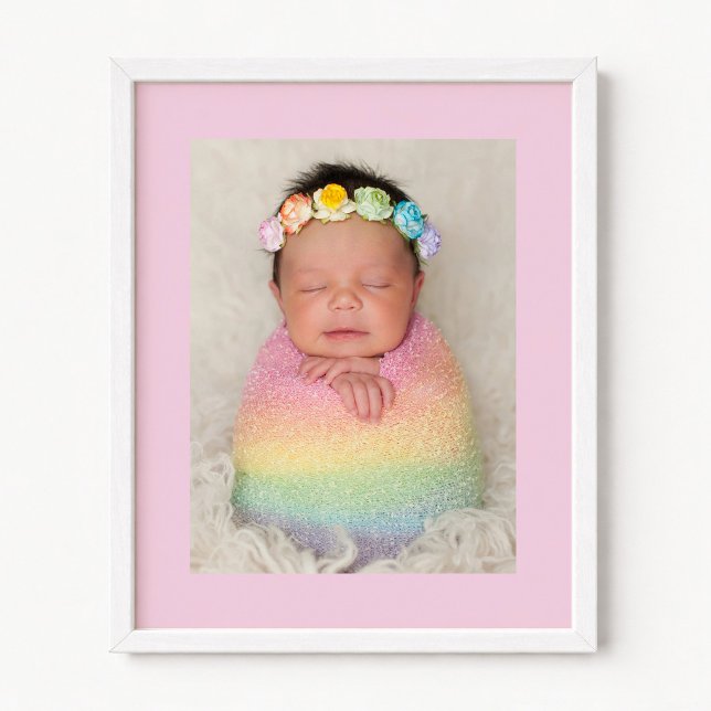Affiche Nouvelle Photo de Bébé Fille Rose Pâle (Pale Pink New Baby Girl Photo Poster)