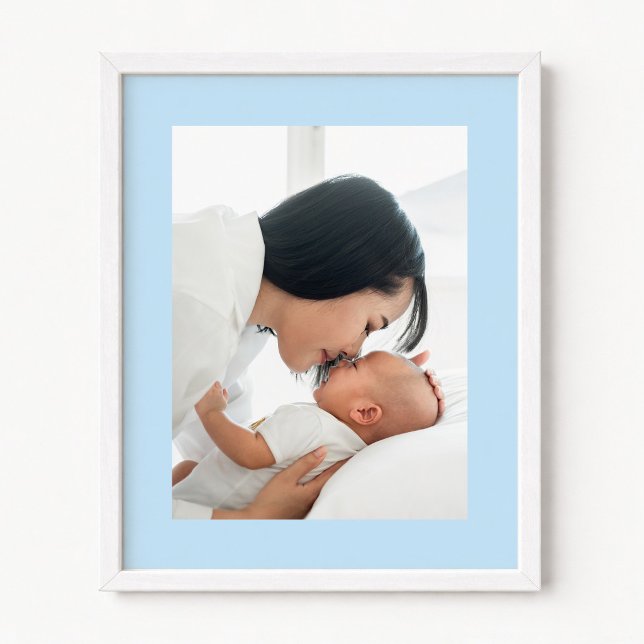 Affiche Nouvelle photo de bébé garçon bleu pâle (Pale Blue New Baby Boy Photo Poster)