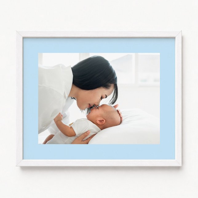Affiche Nouvelle photo de bébé garçon bleu pâle (Pale Blue New Baby Boy Photo Poster)