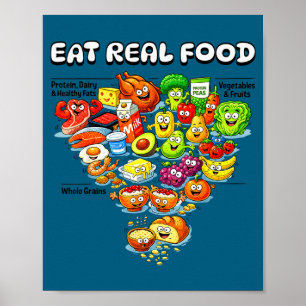 Affiche Nouvelle pyramide alimentaire Manger de vrais carn