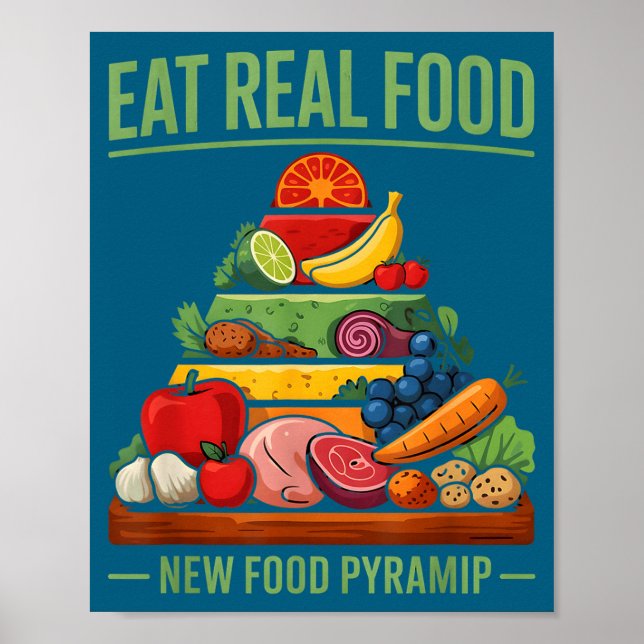 Affiche Nouvelle pyramide alimentaire Manger des vrais ali (Devant)