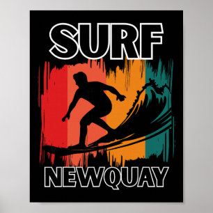 Affiche Nouvelle rétro surf de Newquay Cornwall surf et am