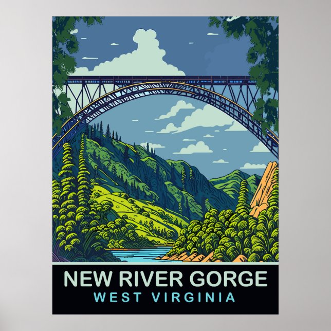 Affiche Nouvelle rivière Gorge, Pont, WV, Voyage (Devant)