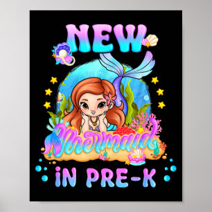 Affiche Nouvelle sirène en pré-maternelle mignonne rentrée