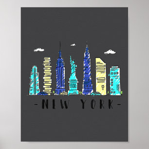 Affiche Nouvelle ville de New York Nyc Horizon Ny Aquarell