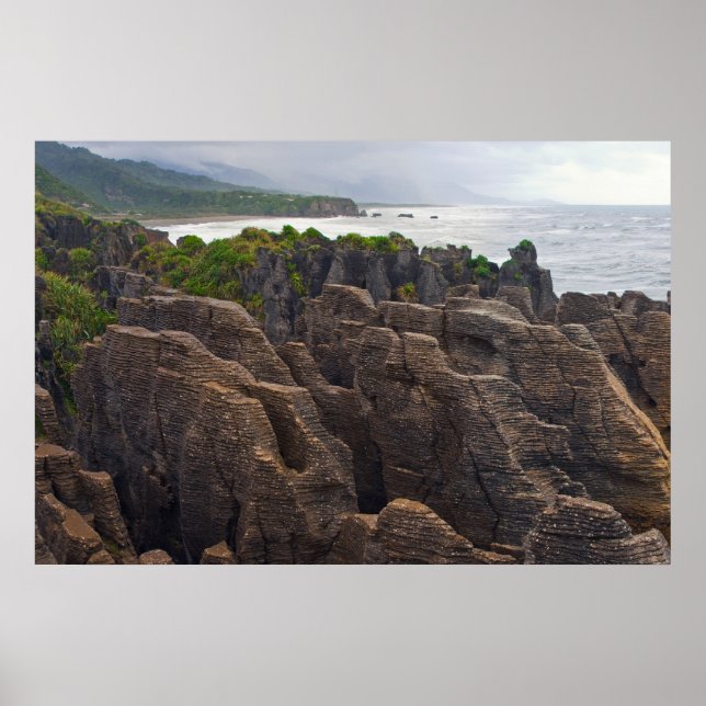 Affiche Nouvelle-Zélande : Rocks de Pancake (Devant)