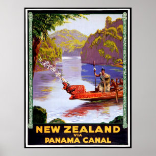 Affiche Nouvelle-Zélande via canal de Panama, personnes su