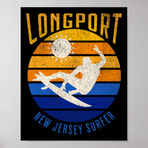 Affiche Nouvelles Jersey Surfeur Longport Nj Plages de sur