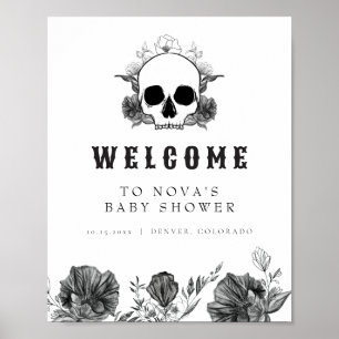 Affiche NOVA Gothique Crâne Petit Boo Baby shower Bienvenu
