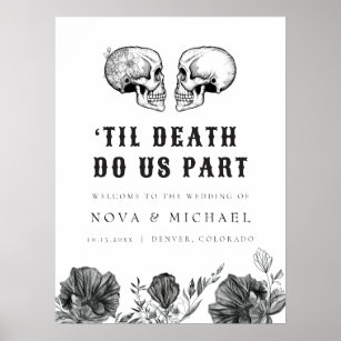 Affiche NOVA Gothique Floral Crâne jusqu'à la mort Mariage