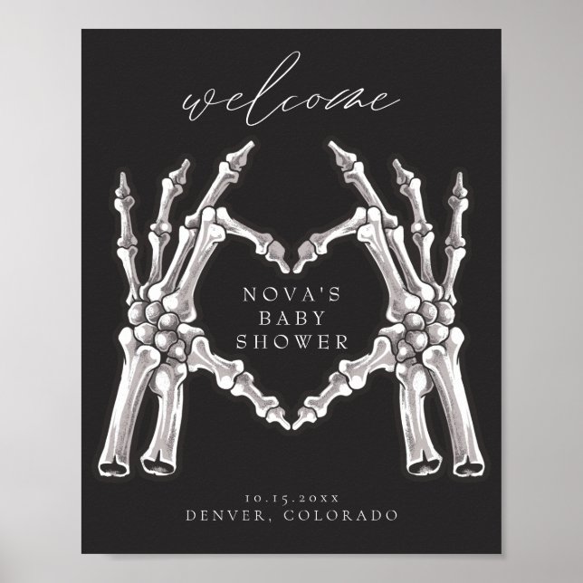 Affiche NOVA Skeleton Heart Hands Baby shower Accueil (Devant)