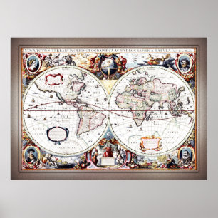 Affiche Nova Totius Terrarum Orbis par Henricus Hondius II