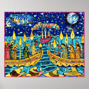 Affiche Novembre Art populaire naïf Art d'automne