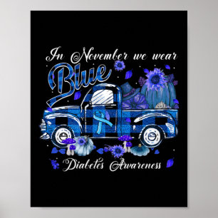 Affiche Novembre Bleu Camion Citrouille Automne Amusants D