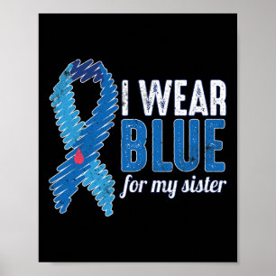 Affiche Novembre T1D Sensibilisation Ruban Bleu Pour Soeur