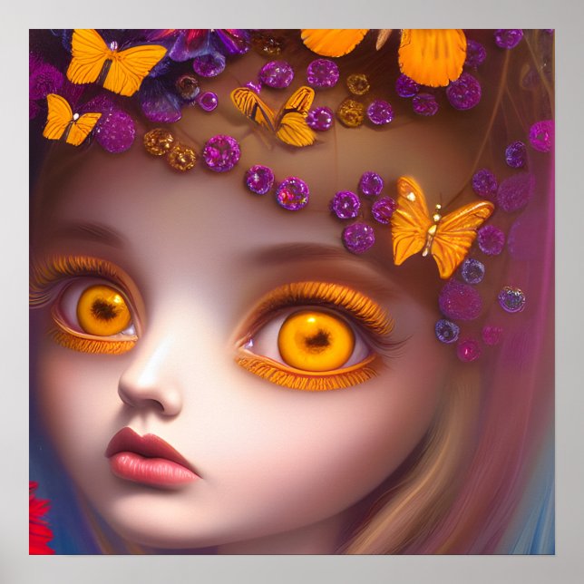 Affiche Novembre Topaz Eyes Birthstone Butterfly Girl (Devant)