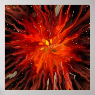 Affiche Noyau Cramoisi – Explosion d'Énergie Abstraite Ard