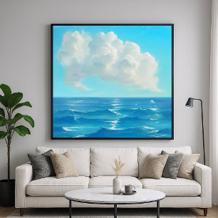 Affiche Nuage au-dessus de l'eau - Style peint paysage mar