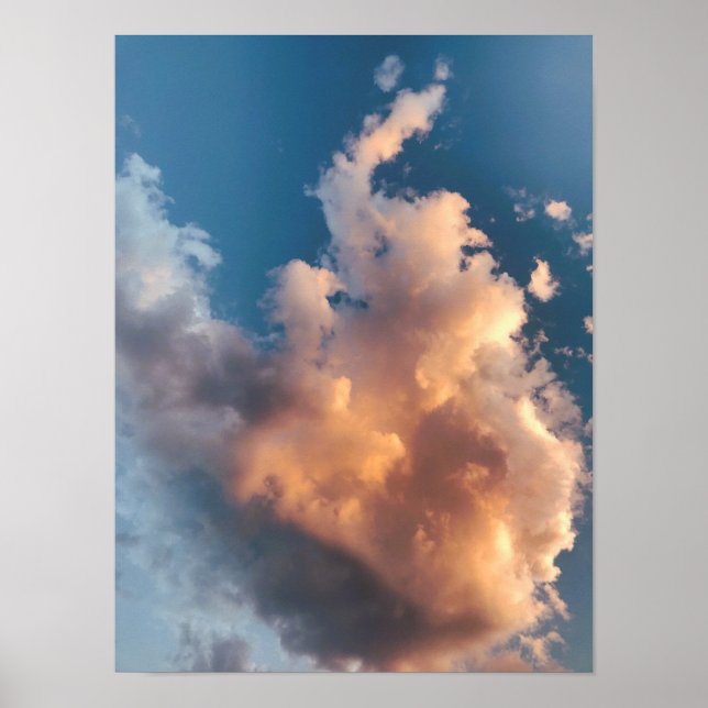Affiche Nuage de coucher de soleil dans un ciel bleu (Devant)