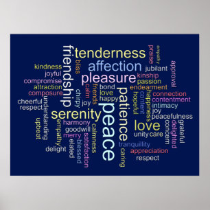 Affiche Nuage de mots de paix et d'amour inspirants