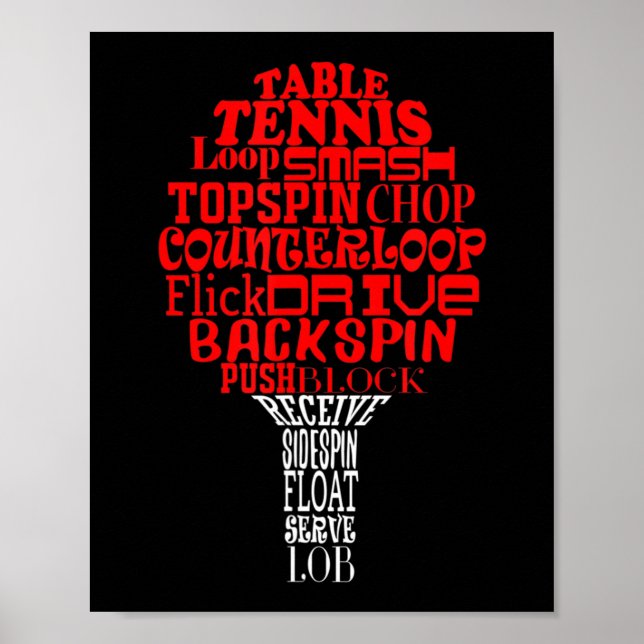 Affiche Nuage de mots de tennis de table (Devant)