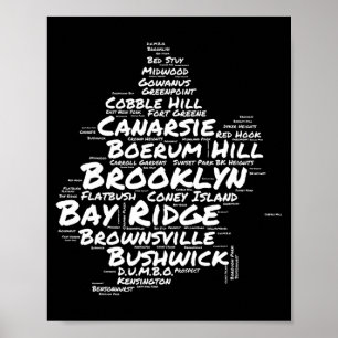 Affiche Nuage de mots des quartiers de Brooklyn New York B