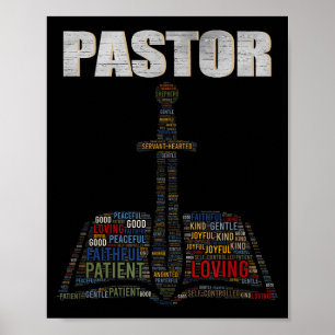 Affiche Nuage de mots du ministre chrétien Église Pasteur