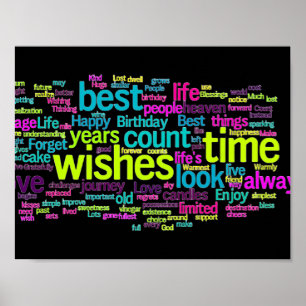 Affiche Nuage de mots en plusieurs langues colorées
