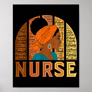 Affiche Nuage de mots inspirants de femme afro infirmière