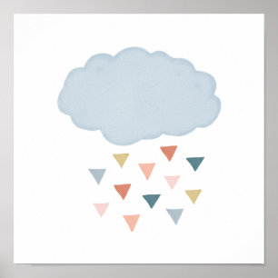 Affiche Nuage de pluie Boho simple avec triangles