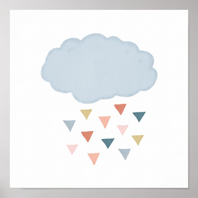 Affiche Nuage de pluie Boho simple avec triangles (Devant)