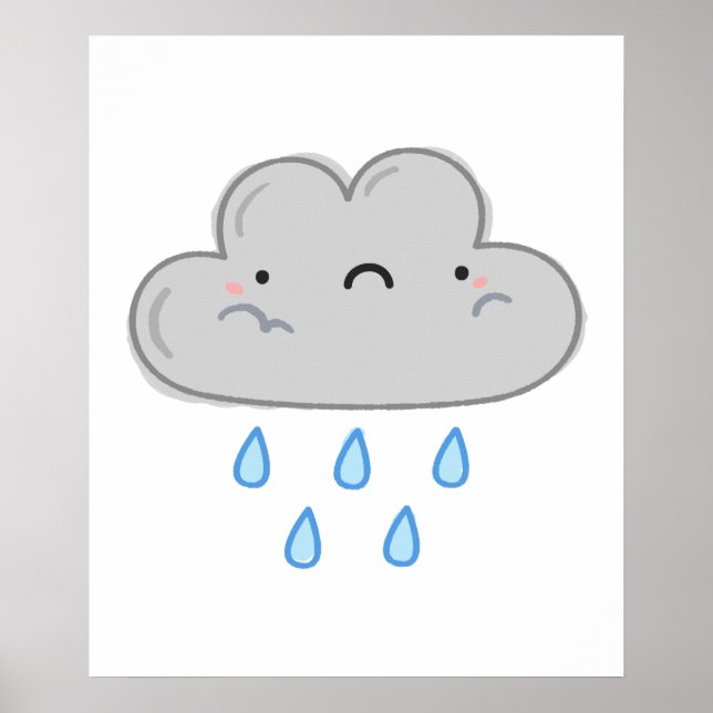 Affiche Nuage de pluie Cute Kawaii (Devant)