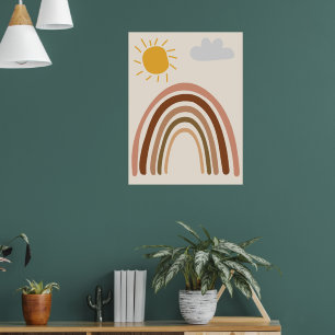Affiche Nuage de soleil arc-en-ciel, Dessin d'enfant, Art