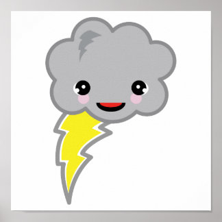 Affiche nuage de tempête de kawai