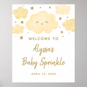 Affiche Nuage doré rêveur étoiles bébé Sprinkle Bienvenue