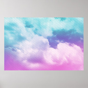 Affiche nuage doux fantastique avec couleur dégradé pastel